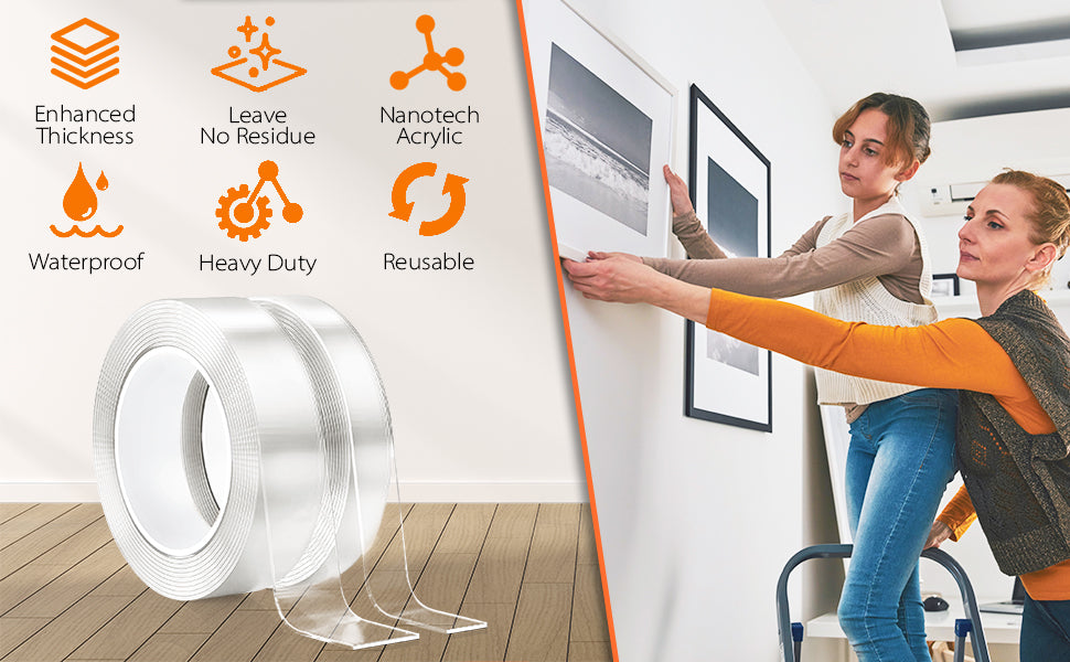 Nano Double-Sided Grip Tape Transparent, Washable & Reusable Nano Double-Sided Grip Tape Transparent, Washable & Reusable